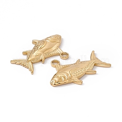 イオンプレーティング（IP）304ステンレスペンダント  魚のチャーム  18KGP本金メッキ  19x29x3mm  穴：3mm&nbsp;STAS-K242-03G