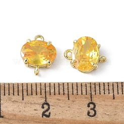 Brass Pave Cubic Zirconia Connector Charms&nbsp;KK-F892-53G-08