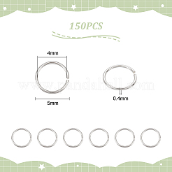 150 個 925 スターリングシルバーオープン丸カン  丸く切ったのこぎり  銀  26ゲージ  5x0.4mm  内径：4mm&nbsp;STER-UN0001-01