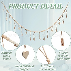 Heart Wooden Beads Hanging Clips&nbsp;HJEW-GO00067