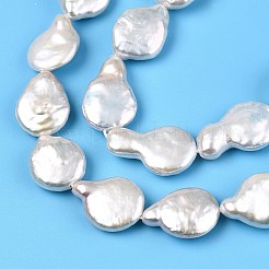 天然ケシパールビーズ連売り  養殖淡水パール  バロック真珠  ティアドロップ  乳白色  14.5~21.5x12~14x4~9mm  穴：0.7mm  約21~26個/連  14.96~15.35インチ（38~39cm）&nbsp;PEAR-S018-08C