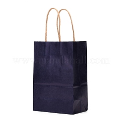 クラフト紙袋  ギフトバッグ  ショッピングバッグ  ハンドル付き  ミッドナイトブルー  15x8x21cm&nbsp;LS-CARB-L006-A08