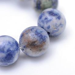Round Dyed Natural Blue Spot Jasper Bead Strands&nbsp;G-R345-10mm-14