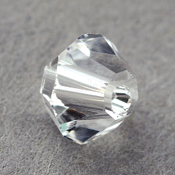 模造クリスタルガラスビーズ  トランスペアレント  多面カット  双円錐形  透明  5x4.5mm  穴：1mm  約576個/袋&nbsp;G22QS1183