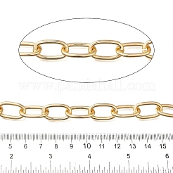 アルミアズキチェーン  スプールで  溶接されていない  オーバル  ゴールドカラー  20x11.5x2.5mm  約32.81フィート（10m）/ロール&nbsp;CHA-F004-01G-02