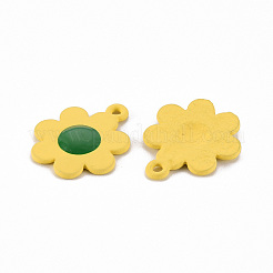 スプレープリント合金エナメルチャーム  カドミウムフリー＆鉛フリー  花  きいろ  21x18x2.5mm  穴：1.6mm&nbsp;PALLOY-T075-128B-RS