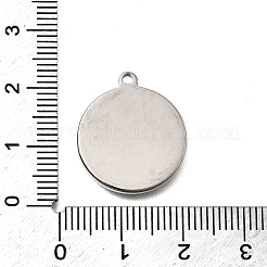 304ステンレスペンダント  空白タグのスタンプ  フラットラウンド  ステンレス鋼色  21x18x2mm  穴：1.6mm&nbsp;STAS-Z163-12P