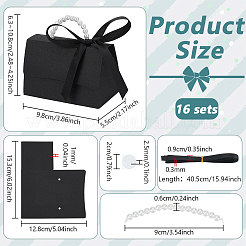 Foldable Paper Wedding Candy Totes with Plastic Imitation Pearl Round Beaded Handle and Ribbon&nbsp;CON-WH0115-20A-02