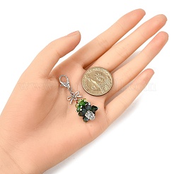 合金ガラスペンダント装飾  クリスマスツリー  プラチナ  52.5mm&nbsp;HJEW-JM04107-02
