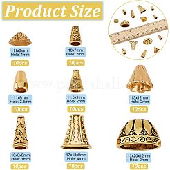 80Pcs 8 Style Tibetan Style Alloy Beads Cone & Caps&nbsp;FIND-NB0003-15