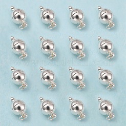 ループ付き真鍮製マグネットクラスプ  オープン丸カン付き  ニッケルフリー  ラウンド  銀色のメッキ  14x8mm  穴：2mm&nbsp;KK-MC020-S-NF