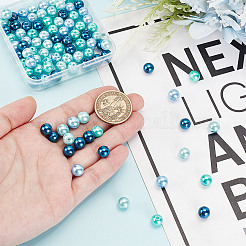 100Pcs Ocean Mix Pearlized Glass Pearl Beads&nbsp;HY-HY0001-04A