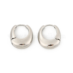 女性のための真鍮のフープピアス  オーバル  プラチナ  18x6mm&nbsp;LS-EJEW-U041-01P