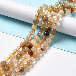 天然石ルチルクォーツビーズ連売り  ラウンド  8mm  穴：0.9mm  約50個/連  15.31''（38.9センチメートル）&nbsp;G-B029-B02-03