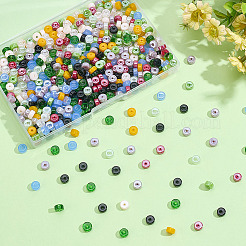 600個 12色 模造翡翠ガラスシードビーズ  コラム  ミックスカラー  6x3mm  穴：1.4mm  50個/カラー&nbsp;SEED-ME0001-05