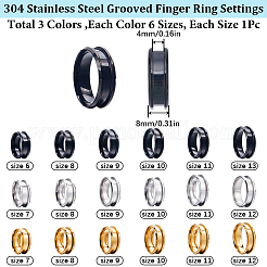 18Pcs 18 Styles 201 Stainless Steel Grooved Finger Ring Settings&nbsp;RJEW-SC0001-41