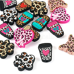 16Pcs 8 Styles Leopard Print Pattern Silicone Focal Beads&nbsp;SIL-TA0002-69