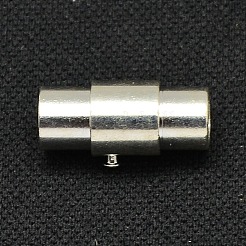 真鍮製ロッキングチューブマグネットクラスプ  コラム  鉛フリー＆カドミウムフリー＆ニッケルフリー  銀色のメッキ  18x10mm  穴：8mm&nbsp;KK-Q089-S-NR