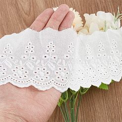 8ヤードのコットン刺繍フラワーレースリボン  ウェーブエッジレーストリム  洋服アクセサリー  ホワイト  3-1/8インチ（80mm）&nbsp;OCOR-DR0001-04