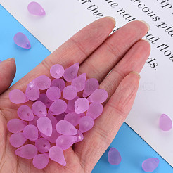 透明なアクリルパーツ  艶消し  ティアドロップ  ミディアム蘭  13x8.5mm  穴：1.6mm  約1000個/500g&nbsp;MACR-S373-67-M01