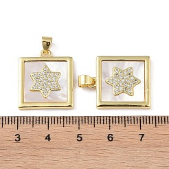 Rack Plating Brass Micro Pave Clear Cubic Zirconia Pendants&nbsp;KK-K341-44G-03
