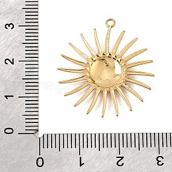 304ステンレススチールエナメルペンダント  太陽のチャーム  18KGP本金メッキ  濃いピンク  28x25x2.5mm  穴：1.6mm&nbsp;SA-CBAA487-32G-02