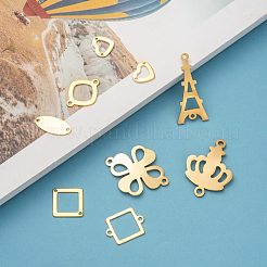 304ステンレススチールリンクコネクター  混合図形  ゴールドカラー  10~31.5x6~23.5x0.7~6mm  穴：1~3mm&nbsp;STAS-MSMC002-07G