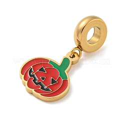 Ion Plating(IP) 304 Stainless Steel Red Enamel European Dangle Charms&nbsp;STAS-U005-38G