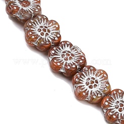 チェコ産プレスガラスビーズ  花  サドルブラウン  12.5x13.5x3.5mm  穴：0.9mm  約100個/袋&nbsp;GLAA-I061-32B