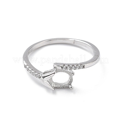 Rhodium Plated 925 Sterling Silver Clear Cubic Zirconia Ring Components&nbsp;STER-C011-01P
