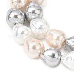 電気メッキガラスシェルパールビーズ連売り  不規則な涙  ミックスカラー  10~11x9~11mm  穴：1~1.2mm  約38個/連  15.75''（40センチメートル）&nbsp;BSHE-B009-D03-01