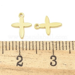 真鍮製チャーム  クロス  18KGP本金メッキ  8.5x6x0.6mm  穴：0.8mm&nbsp;KK-C083-07G