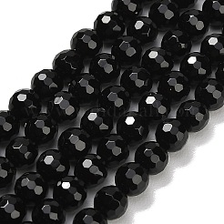 ナチュラルブラックオニキスビーズ連売り  多面カット  ラウンド  染め＆加熱  6mm  穴：0.9mm  約63~64個/連  15.16~15.28''（38.5~38.8センチメートル）&nbsp;X-G-C280-B01-6mm