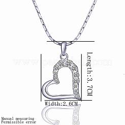Trendy Real Platinum Plated Eco-Friendly Tin Alloy Czech Rhinestone Heart Pendant Necklaces&nbsp;NJEW-BB13780-P