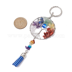Chakra Theme Tree of Life Alloy Natural Amethyst & Green Aventurine & Red Jasper & Topaz Jade & Red Aventurine & Lapis Lazuli & Synthetic Turquoise & Moonstone Keychain&nbsp;KEYC-JKC00986