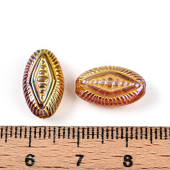 UVメッキ虹色不透明アクリルビーズ  菱形  ゴールドライン入り  ペルー  15x9x6~6.5mm  穴：1.6mm&nbsp;OACR-T028-33