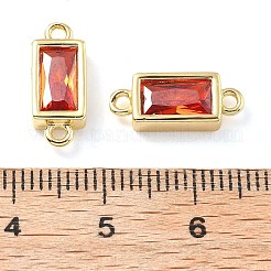 Brass Pave Glass Rectangle Connector Charms&nbsp;KK-H002-06G-02