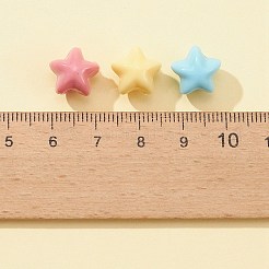 50 個 6 色不透明アクリルビーズ  スター  ミックスカラー  11x11.5x10mm  穴：2.5mm  50個/箱&nbsp;MACR-FS0001-58