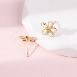 Brass Flower Stud Earrings&nbsp;EJEW-H165-04G-01