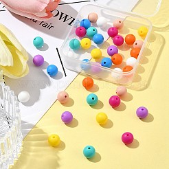 40 個 8 色食品グレードの環境に優しいシリコーン焦点ビーズ  ラウンド  ミックスカラー  8~10mm  穴：  5個/カラー&nbsp;SIL-FS0001-20