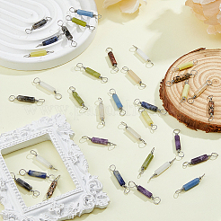 36Pcs 9 Styles Natural Mixed Gemstone Connector Charms&nbsp;PALLOY-AB00132