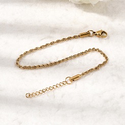 304 Stainless Steel Rope Chain Bracelets for Women&nbsp;BJEW-P395-01G