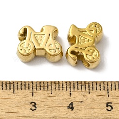304ステンレススチールヨーロピアンビーズ  大穴ビーズ  自転車  ゴールドカラー  12.5x10x5.5mm  穴：4mm&nbsp;STAS-I305-198G