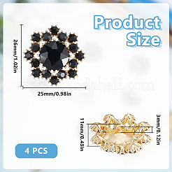 Flower Alloy & Glass Shank Buttons&nbsp;BUTT-WH0061-13