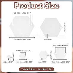 アクリルテンプレートキット  六角  透明  30~156x34.5~180x2.3mm  穴：2.5~3mm&nbsp;TOOL-WH0155-247A