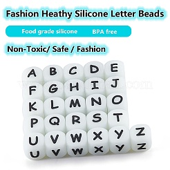 20Pcs Luminous Cube Letter Silicone Beads 12x12x12mm Square Dice Alphabet Beads with 2mm Hole Spacer Loose Letter Beads for Bracelet Necklace Jewelry Making&nbsp;JX437B