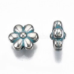 CCBプラスチックビーズ  花  ターコイズ  10.5x11.5x6mm  穴：1.2mm&nbsp;CCB-T011-113