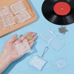 プラスチックCDケースペンダント装飾12袋  CDボックス  合金パーツ  長方形  ボールチェーン：120x3mm  ペンダント：51x53x8.5mm&nbsp;AJEW-OC0016-44B