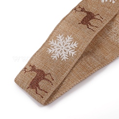 クリスマス黄麻布リボン  ヘシアンリボン  ジュートリボン  服飾材料  キャメル  50x0.4mm  約2 M /バンドル&nbsp;SRIB-WH0006-15D