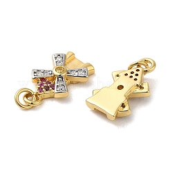 ラックメッキ真鍮マイクロパヴェキュービックジルコニアペンダント  カドミウムフリー＆鉛フリー  風車  18KGP本金メッキ  15x9x3mm&nbsp;KK-Q795-13G